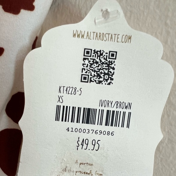 NWT Altar’d State Cow Print Bodysuit XS, Ivory/Brown - Picture 3 of 5
